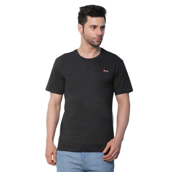 Dropship Men's Cotton Jersey Round Neck Plain Tshirt (Charcoal Melange)
