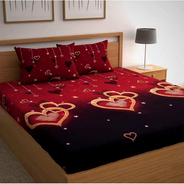 Dropship Multi Color 3D Print Poly Cotton Bedsheet With Two Pillow Cover