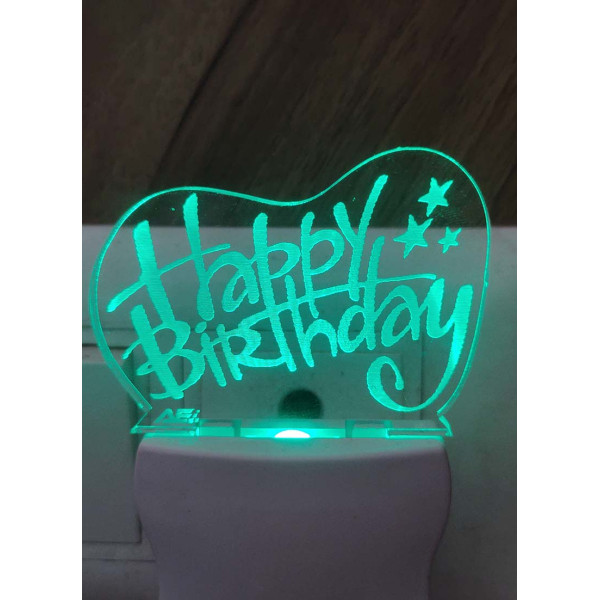 Dropship Happy Birthday With Three Star Multi Color Changing AC Adapter Night Lamp