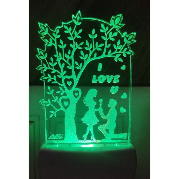 Dropship Love Couples Under The Tree With Love You Multi Color Changing AC Adapter Night Lamp