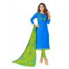 Dropship Women's Slub Cotton Unstitched Salwar-Suit Material With Dupatta (Blue, 2-2.5mtrs)