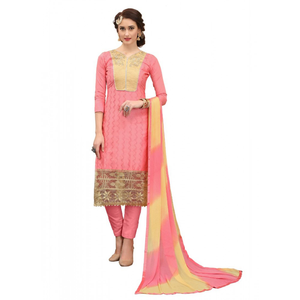 Dropship Women's Cotton Unstitched Salwar-Suit Material With Dupatta (Pige , 2-2.5mtrs)