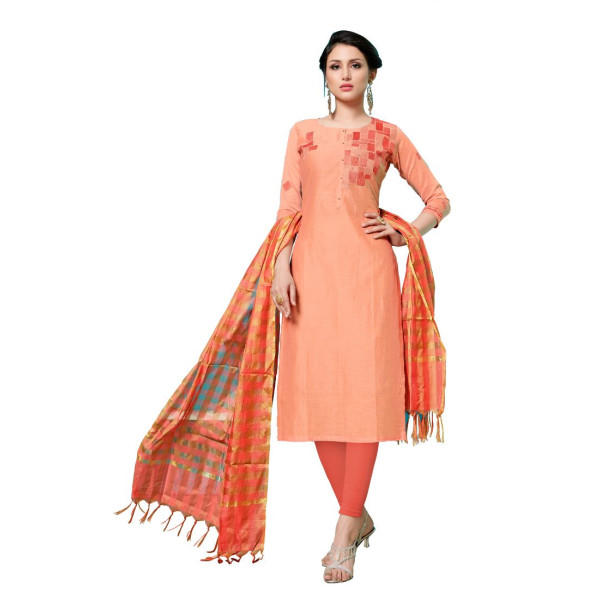 Dropship Women's Jam Cotton Unstitched Salwar-Suit Material With Dupatta (Pige , 2-2.5mtrs)