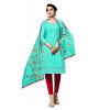 Dropship Women's Jam Cotton Unstitched Salwar-Suit Material With Dupatta (Turquoise, 2-2.5mtrs)