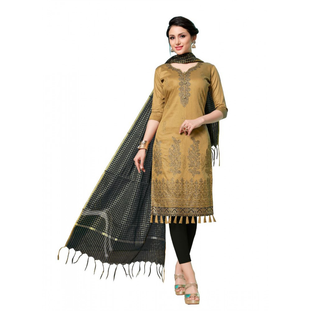 Dropship Women's Jam Cotton Unstitched Salwar-Suit Material With Dupatta (Mustrad, 2-2.5mtrs)