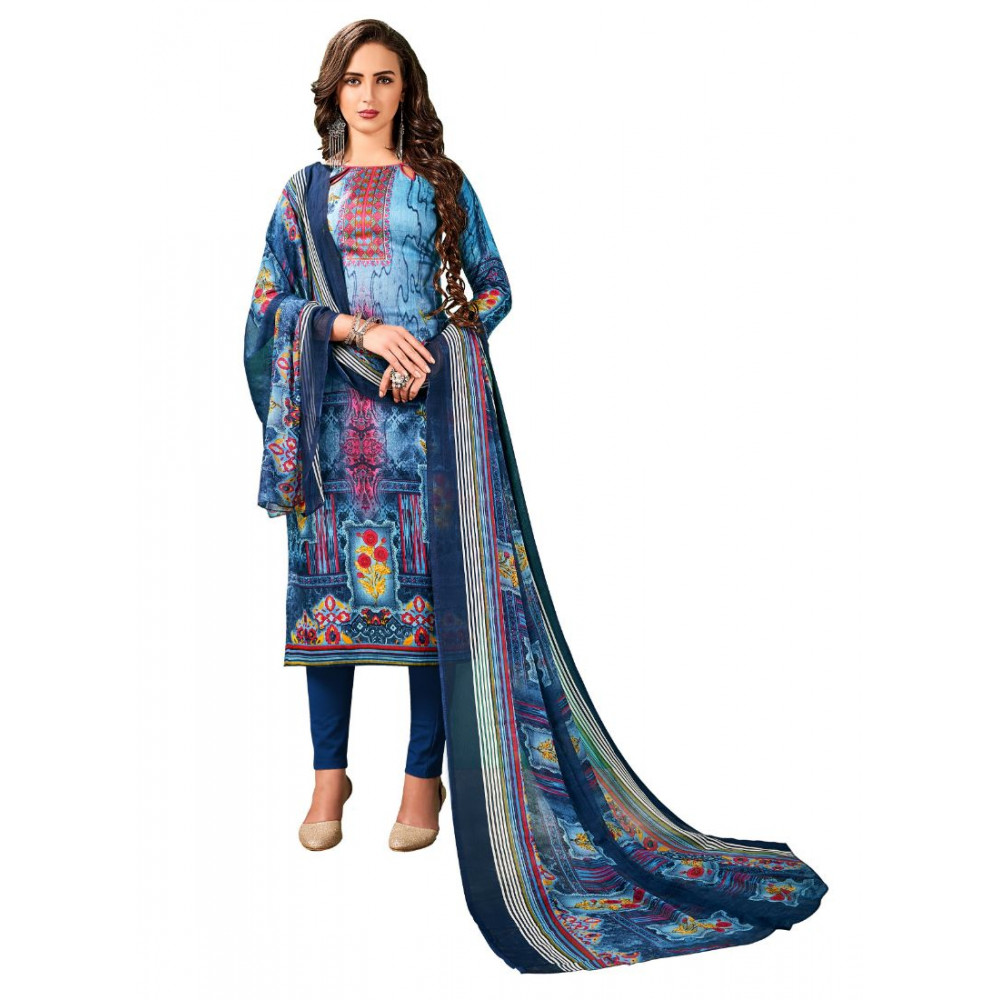 Dropship Women's Cotton Unstitched Salwar-Suit Material With Dupatta (Multi, 2-2.5mtrs)
