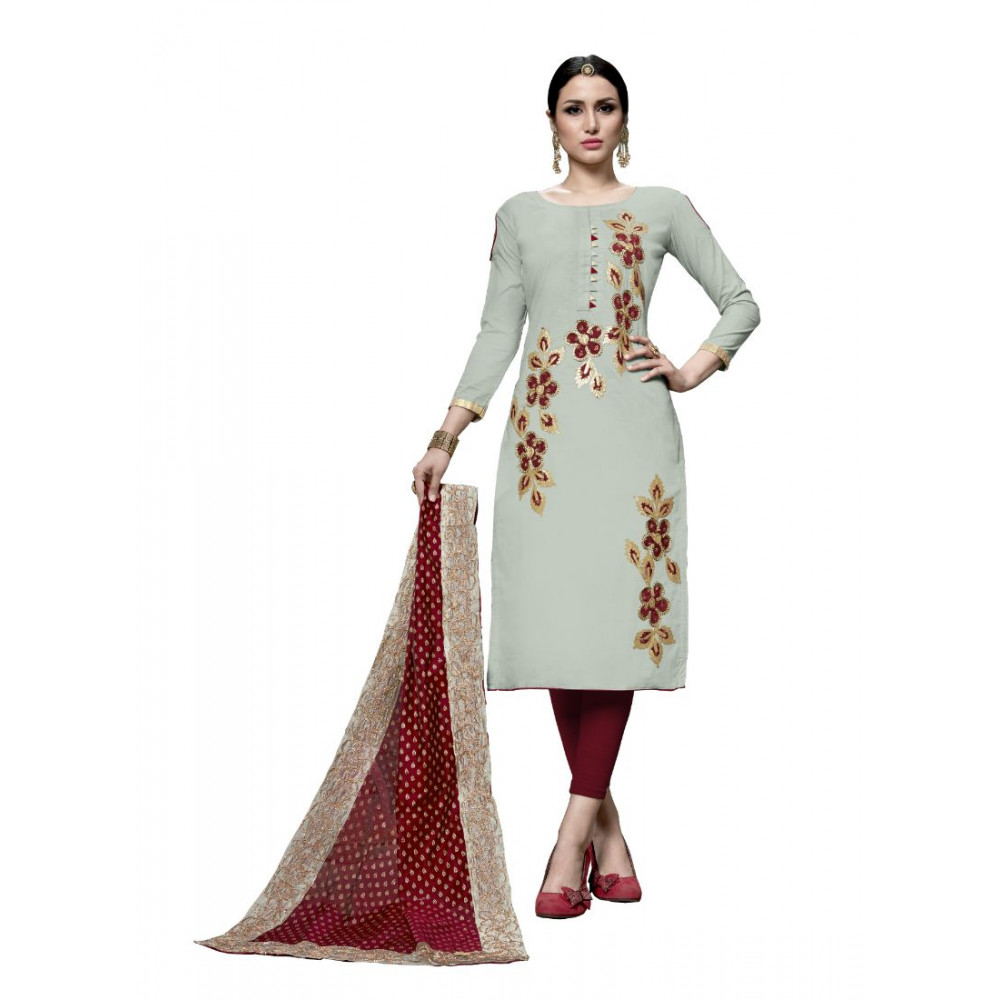 Dropship Women's Cotton Unstitched Salwar-Suit Material With Dupatta (Multi, 2-2.5mtrs)
