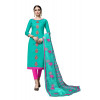 Dropship Women's Cotton Unstitched Salwar-Suit Material With Dupatta (Turquoise, 2-2.5mtrs)