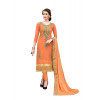 Dropship Women's Chanderi Cotton Unstitched Salwar-Suit Material With Dupatta (Oranage, 2-2.5mtrs)