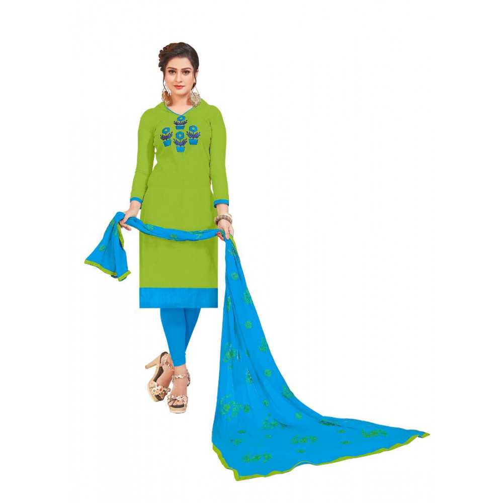 Dropship Women's Modal Silk Unstitched Salwar-Suit Material With Dupatta (Green, 2-2.5mtrs)