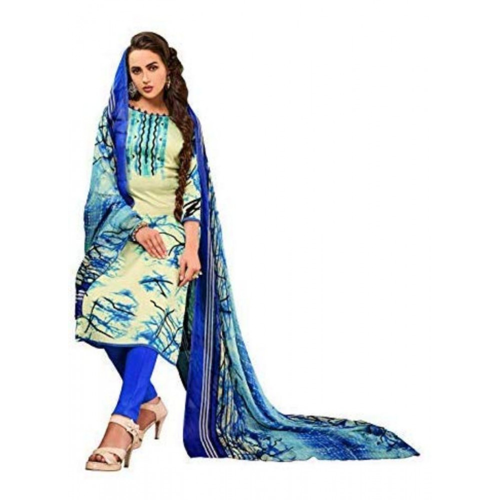 Dropship Women's Cotton Unstitched Salwar-Suit Material With Dupatta (Cream, 2.5 Mtr)