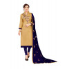 Dropship Women's Glaze Cotton Unstitched Salwar-Suit Material With Dupatta (Beige, 2 Mtr)