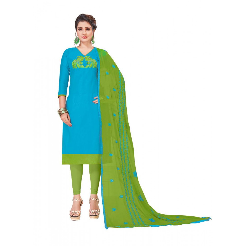 Dropship Women's Modal Silk Unstitched Salwar-Suit Material With Dupatta (Sky Blue, 2 Mtr)