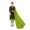 Dropship Women's Slub Cotton Unstitched Salwar-Suit Material With Dupatta (Black, 2 Mtr)