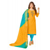 Dropship Women's South Slub Cotton Unstitched Salwar-Suit Material With Dupatta (Yellow, 2 Mtr)