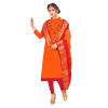 Dropship Women's South Slub Cotton Unstitched Salwar-Suit Material With Dupatta (Orange, 2 Mtr)