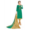 Dropship Women's South Slub Cotton Unstitched Salwar-Suit Material With Dupatta (Green, 2 Mtr)