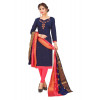 Dropship Women's South Slub Cotton Unstitched Salwar-Suit Material With Dupatta (Blue, 2 Mtr)
