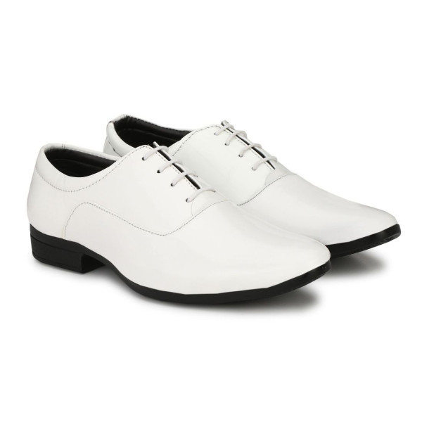 Dropship Men's White Color Patent Leather Material  Casual Formal Shoes