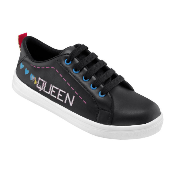 Dropship Women Black Color Leatherette Material  Casual Sneakers
