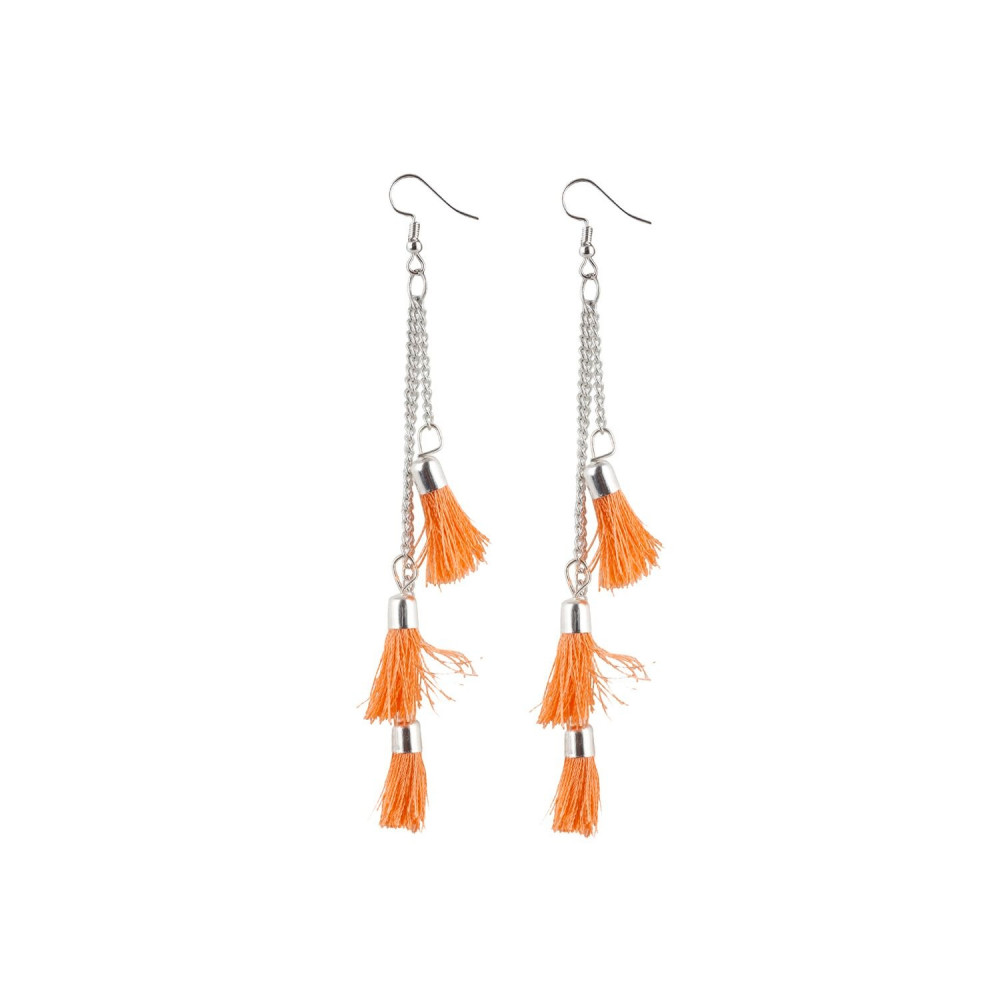Dropship Women's Tassels Beads Hook Dangler Hanging Hanging Earrings-Orange