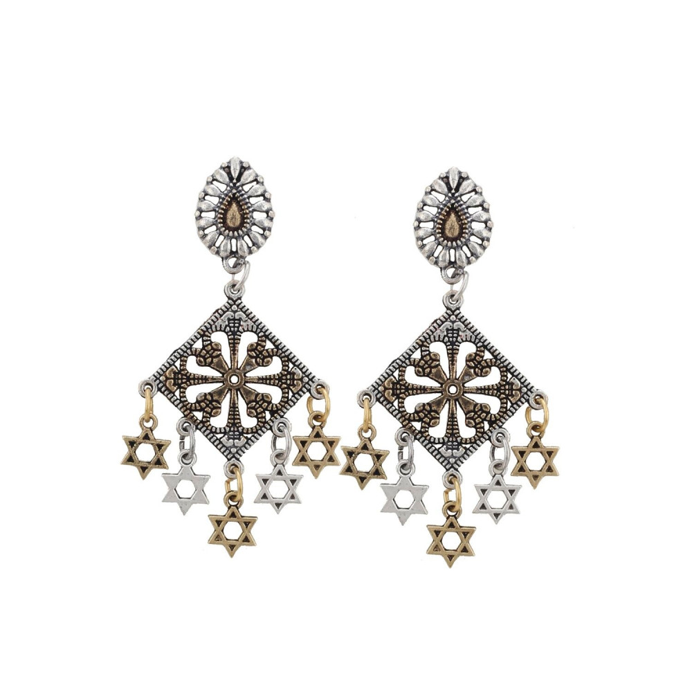 Dropship Women's Silver Plated Hook Dangler Hanging Earrings-Gold