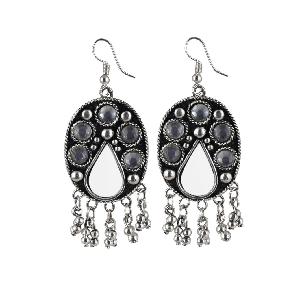 Dropship Women's Alloy, Metal Hook Dangler Hanging Earrings-Silver