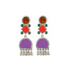 Dropship Women's Alloy, silver Plated Hook Dangler Hanging Earrings-Purple