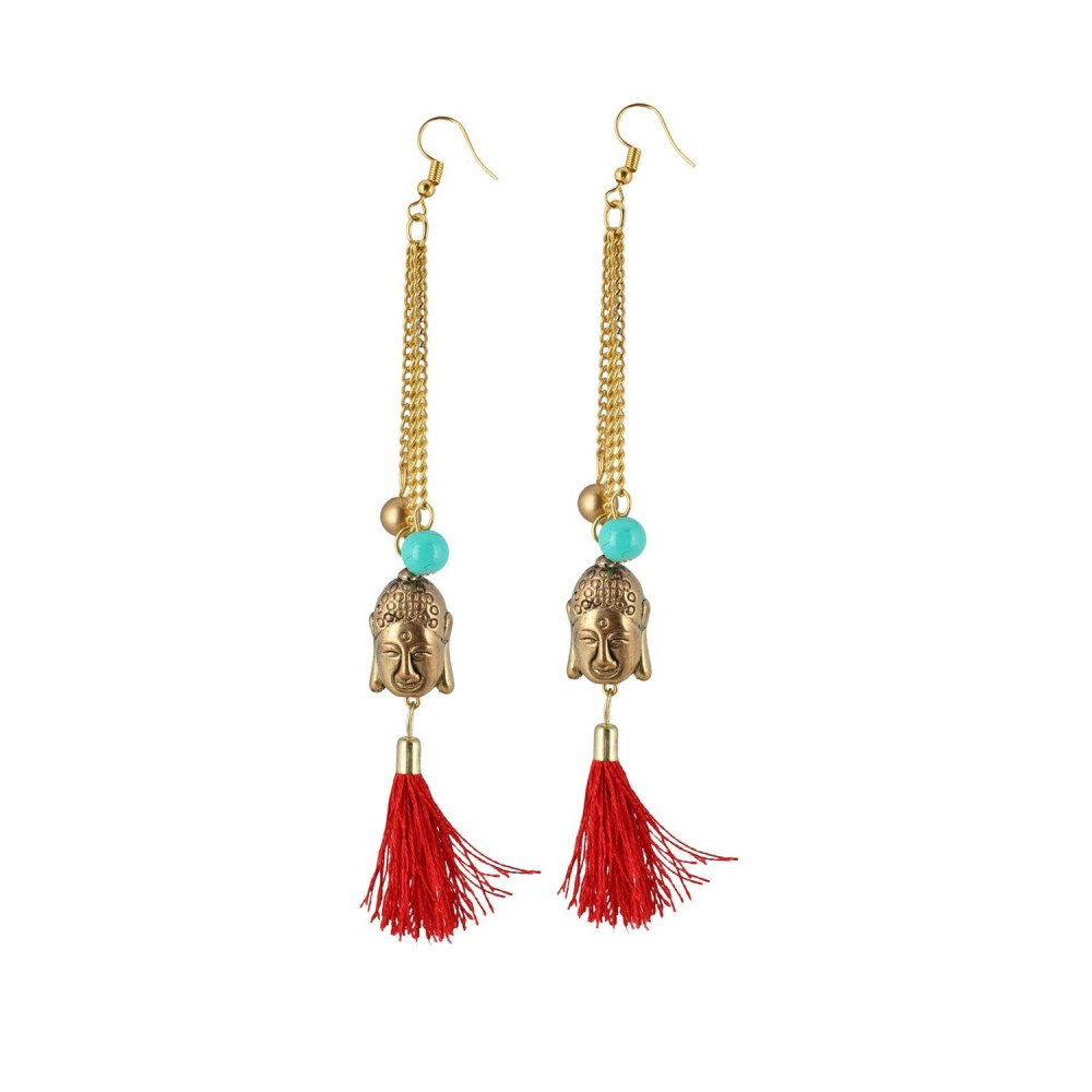 Dropship Women's Gold Plated Hook Dangler Hanging Tassel Fashion Earrings-Gold