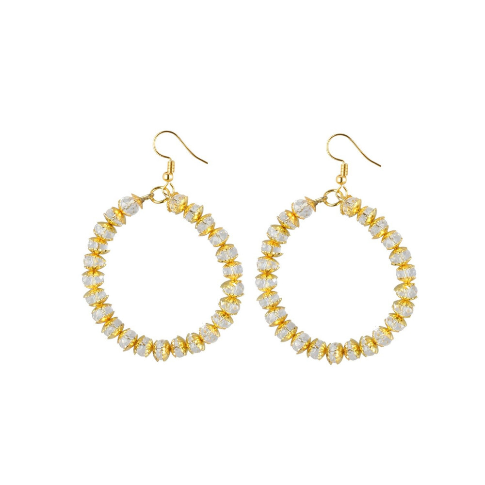 Dropship Women's Alloy, Golden Crytal Hanging Earrings-Gold