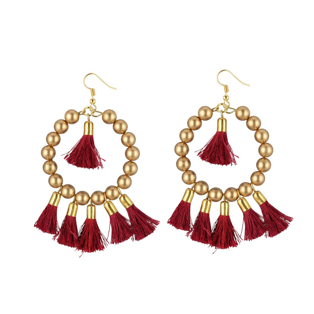 Dropship Women's Alloy Hook Dangler Hanging Tassel Earrings-Gold