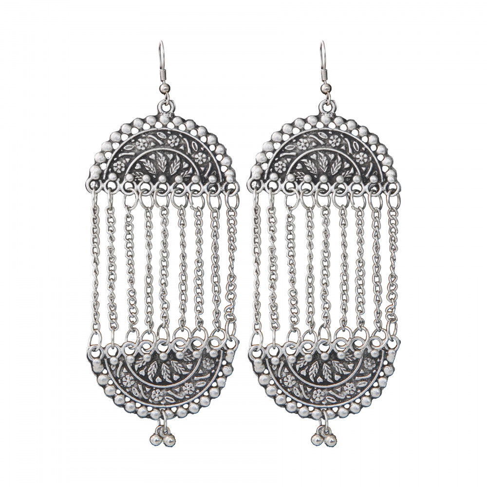 Dropship Women's Silver Plated Hook Dangler Hanging Earrings-Silver