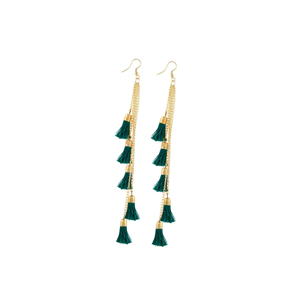 Dropship Women's Golden plated Hook Dangler Hanging Earrings-Green