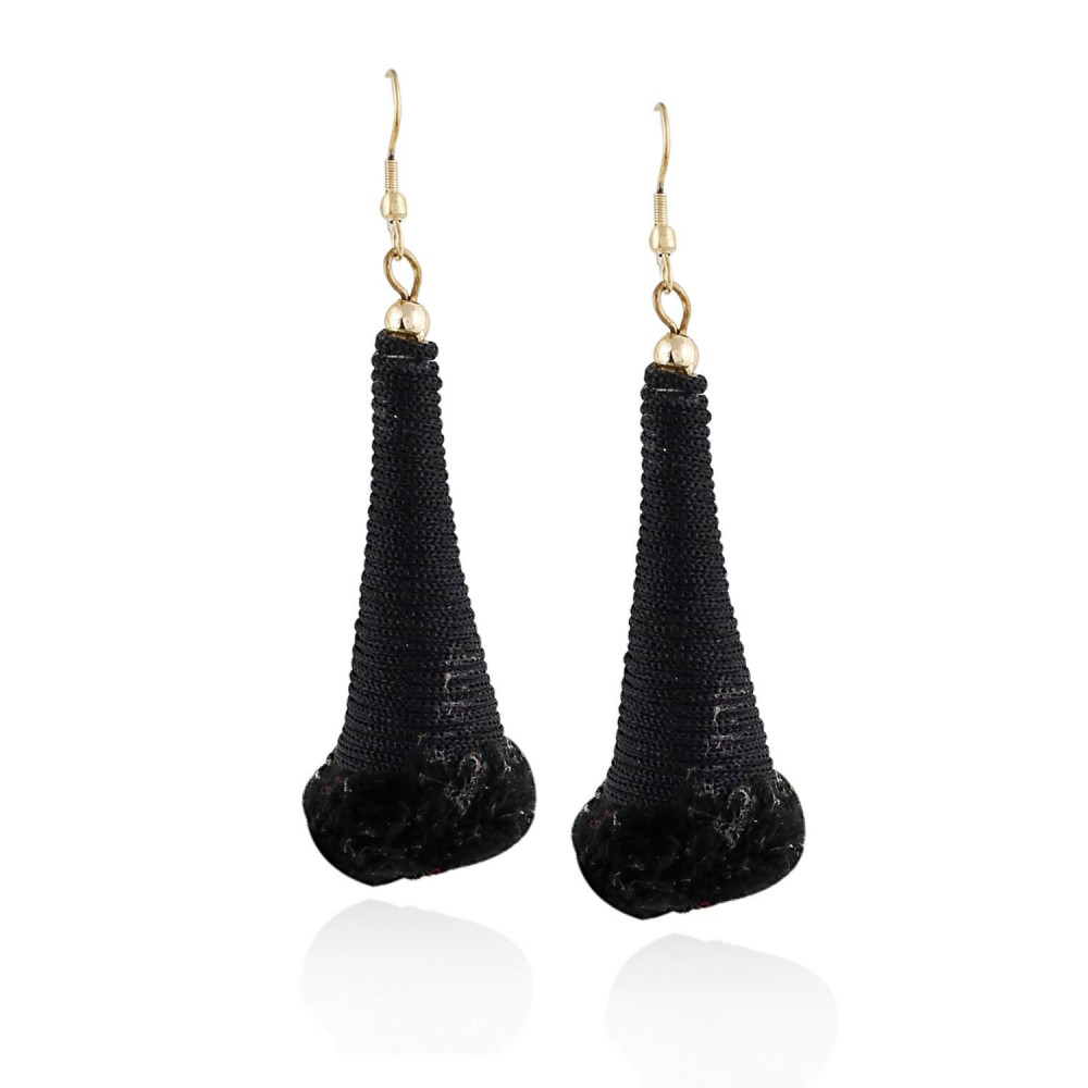 Dropship Women's Alloy, Thread Hook Dangler Hanging Earrings-Black