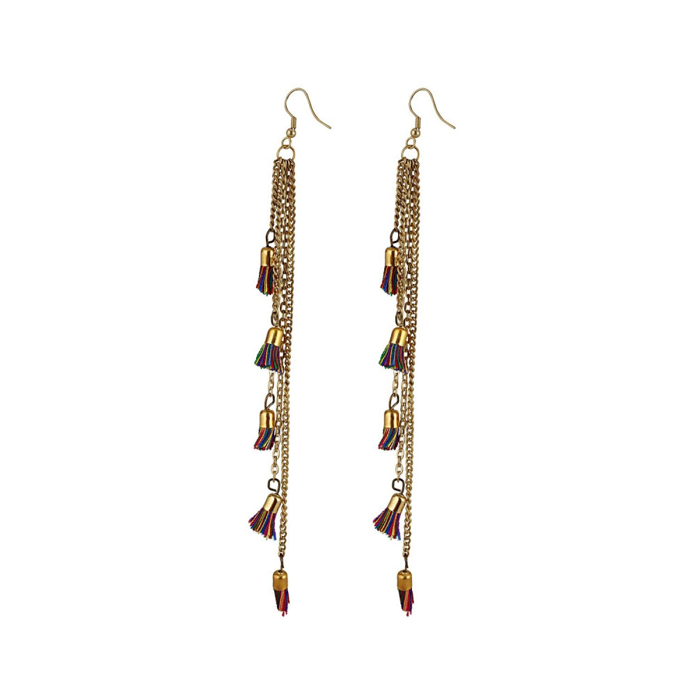 Dropship Women's Alloy, Beads Hook Dangler Hanging Tassel Earrings-Multi