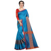 Dropship Women's Cotton Saree With Blouse (Sky Blue, 5-6 Mtrs)
