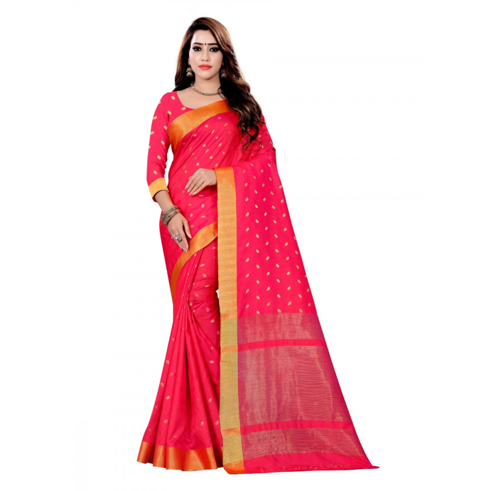 Dropship Women's Art Silk Saree With Blouse (Pink, 5-6 Mtrs)