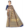 Dropship Women's Banarasi silk Saree with Blouse (Navy blue, 5-6mtr)