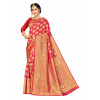 Dropship Women's Banarasi silk Saree with Blouse (Red, 5-6mtr)
