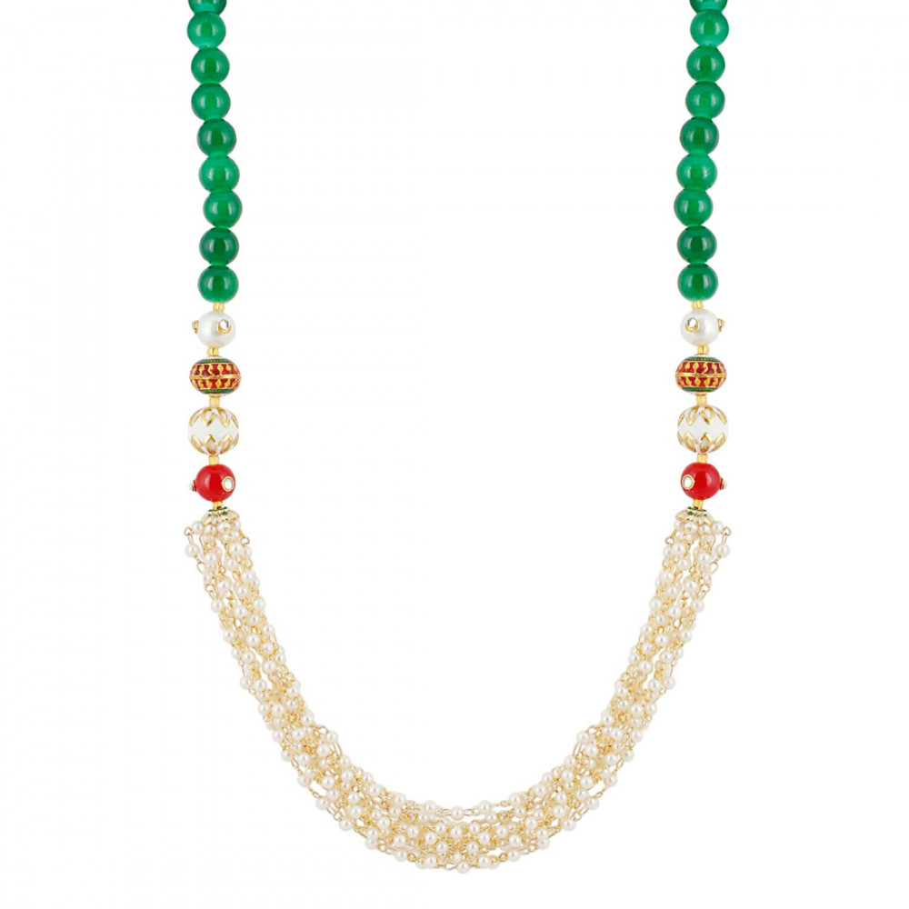 Dropship Designer Handmade Tulsi Mala and Red Stone Beads Necklace