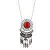 Dropship Silver and Red Stone Beads Afgani Silver Necklace