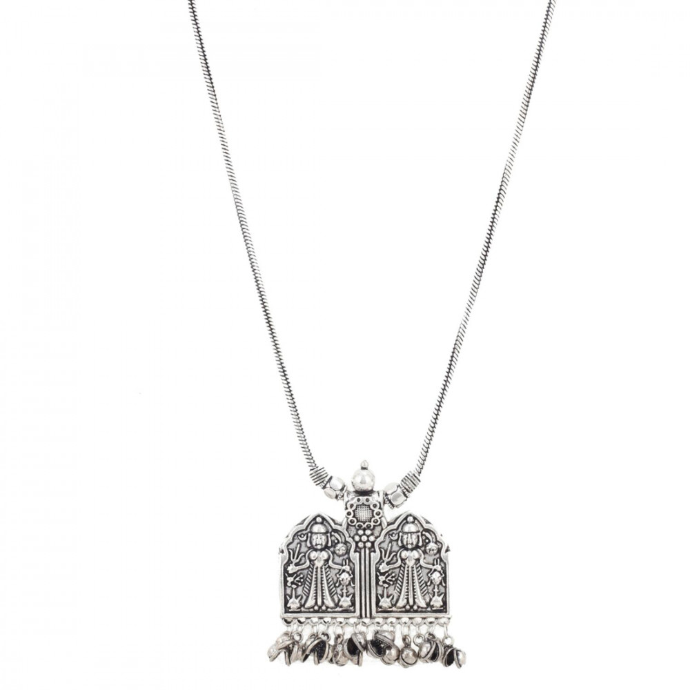Dropship Designer God Engraved Oxidized German Silver Necklace