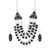 Dropship High Finished Silver and Black Natural Onyx Stone Designer Necklace with Earrings