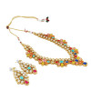 Dropship Multi Colour Gold Plated Kundan Necklace Set with Earrings