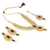 Dropship Gold Plated Kundan Pearl Party Wear Traditional Necklace Jewellery Set with Maang Tikka and Earring