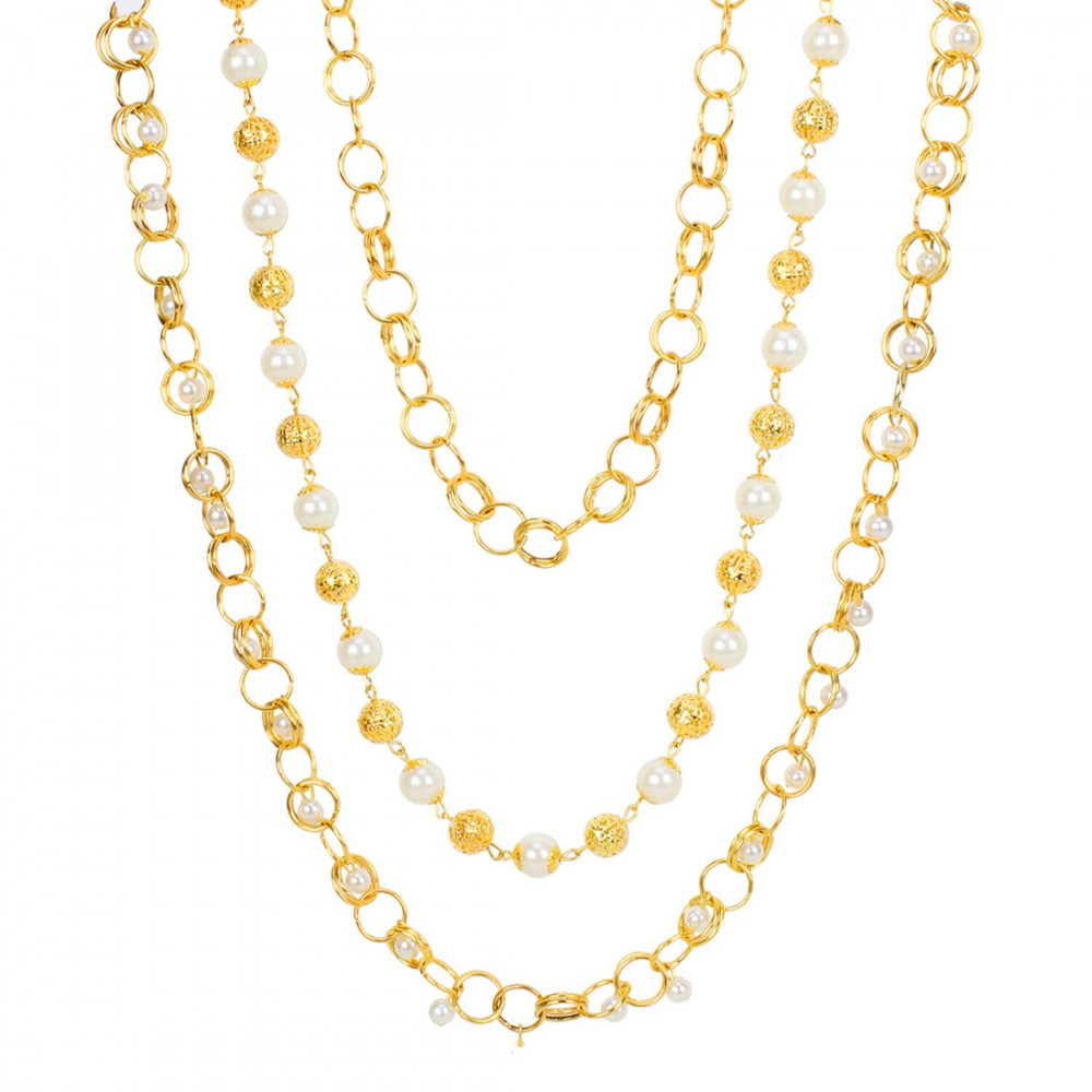 Dropship Pearl Mala Multi Layer Daily Wear Gold Plated Chain