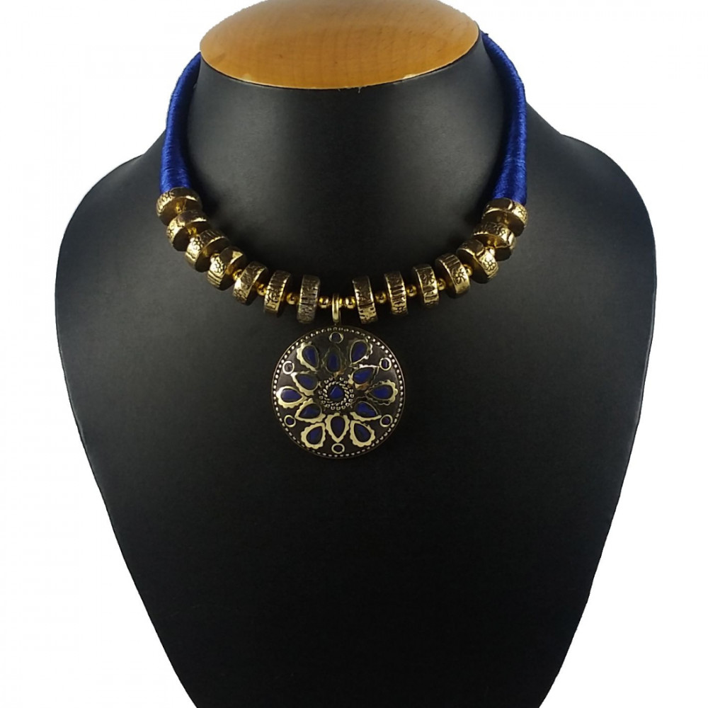 Dropship Designer Blue Thread Fashion Necklace