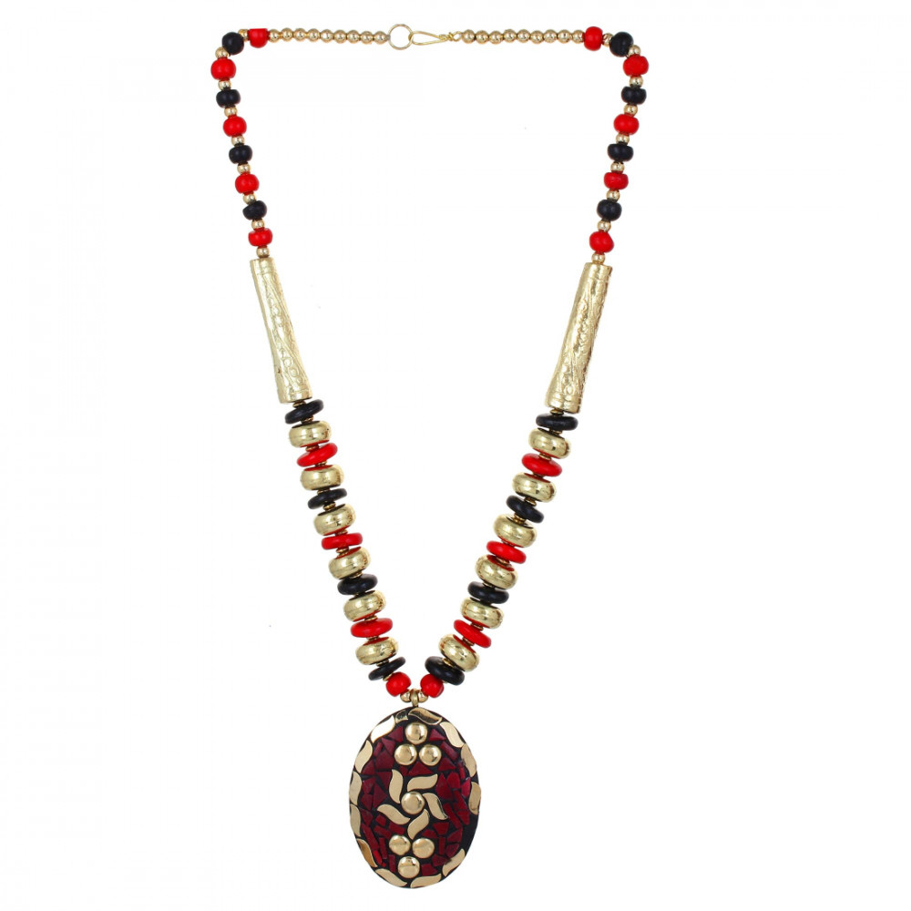 Dropship Designer Red and Black Tibetan Style Beads Necklace