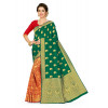 Dropship Women's Banarasi Silk Saree (Green,red, 5-6mtrs)
