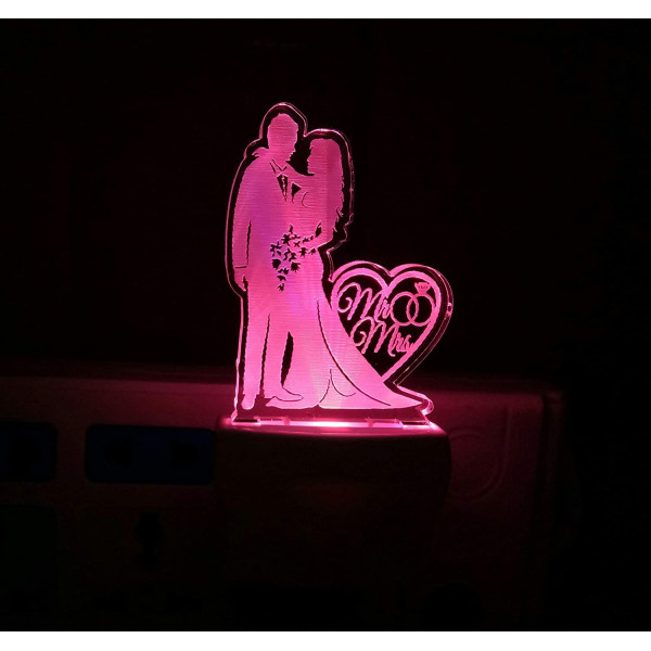 Dropship Multicolor Mr And Mrs Love Couple Night Lamp (Screwless)